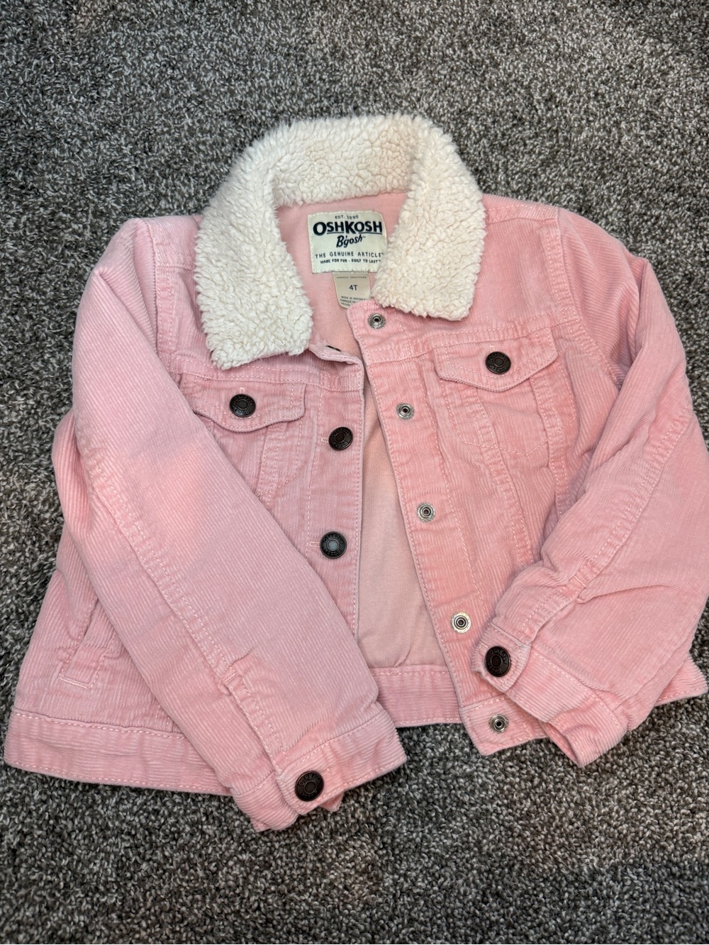 OshKosh B'gosh Pink Corduroy Jacket with Cream Sherpa Collar